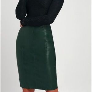 Vintage hunter green suede midi pencil skirt